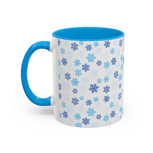 Christmas Snowflake Mug — Blue Holiday Ceramic Coffee Cup (11oz/15oz)